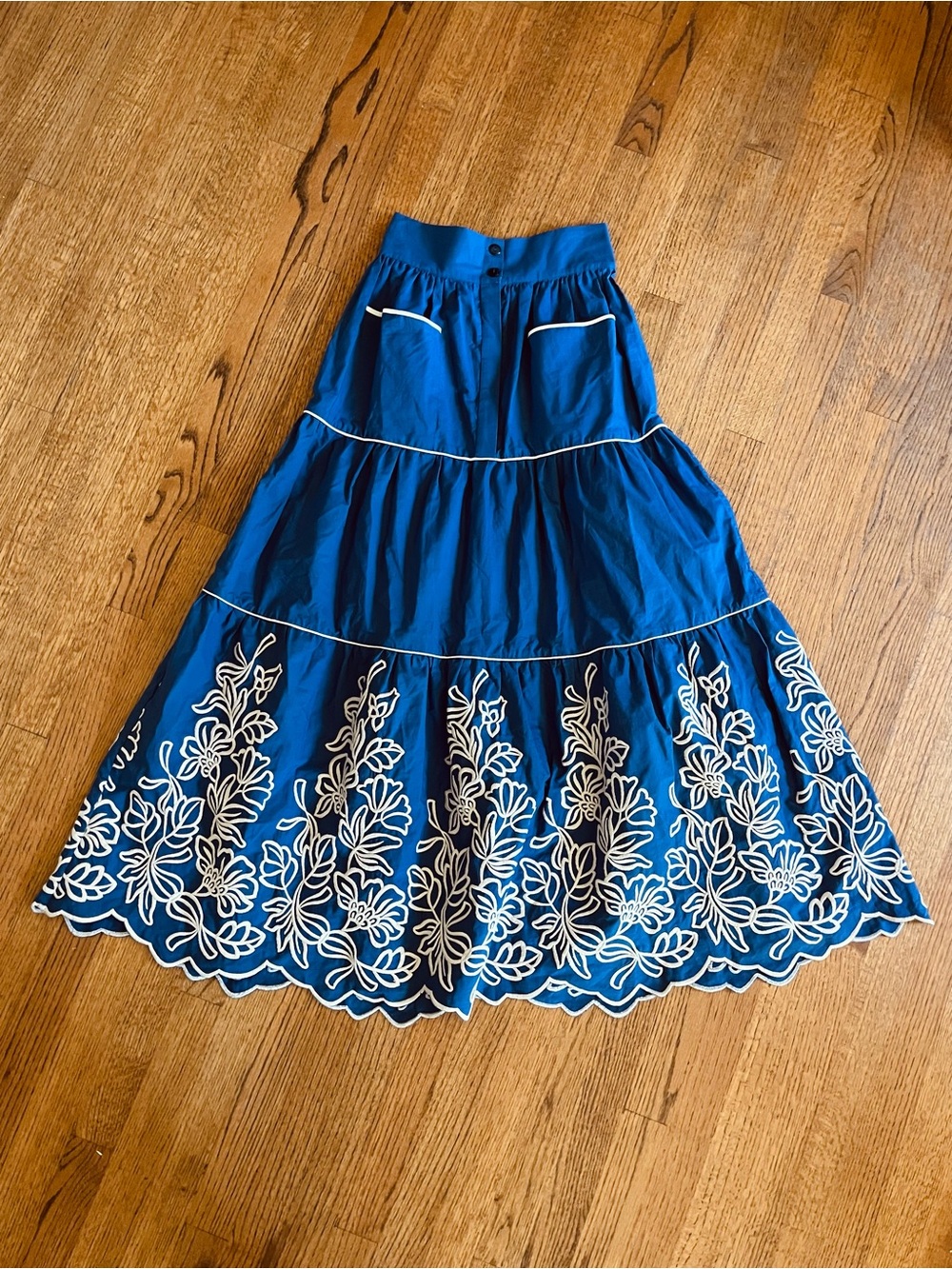 Nuvola Embroidered Tiered Maxi Skirt by LORETTA CAPONI